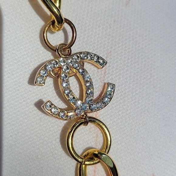 Chanel Vintage Gold Chain Extra Long Rhinestone CC Layering Necklace 03S - Picture 4 of 12